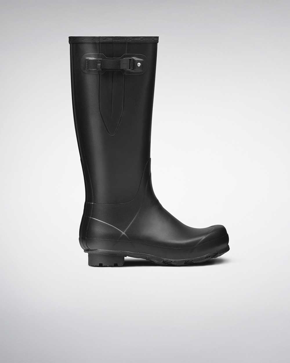 Mens Hunter Norris Field Side Adjustable Wellies Black | RDMIUK-349